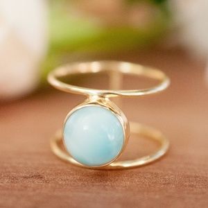 Handmade Gold Vermeil Larimar Ring - Size 7